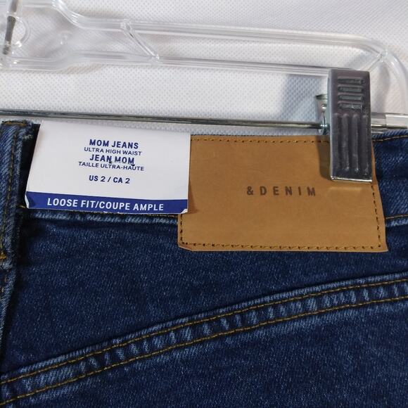 & Denim By H&M Blue Mom Jeans Ultra High Waist Loose Fit Size 2 - Picture 5 of 8